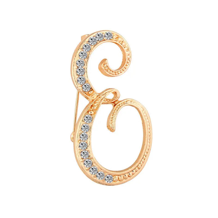 Crystal gold rhinestone letters A-Z brooch