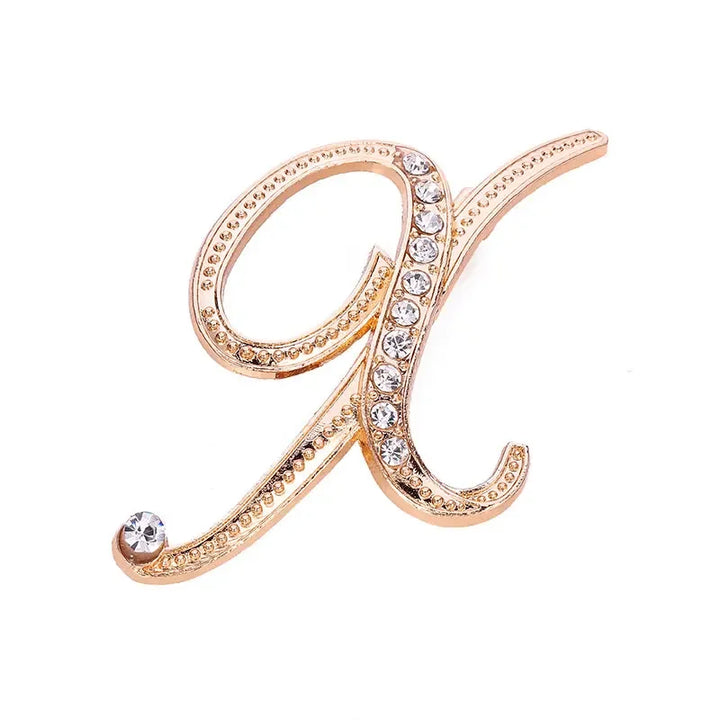 Crystal gold rhinestone letters A-Z brooch