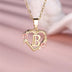 Women's Necklace with Flower Heart Pendant with Letter A-Z