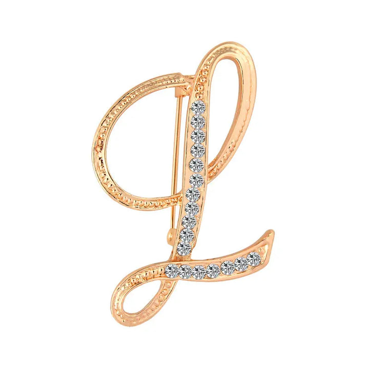 Crystal gold rhinestone letters A-Z brooch