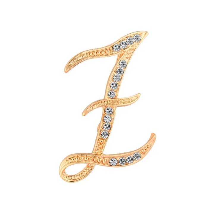 Crystal gold rhinestone letters A-Z brooch