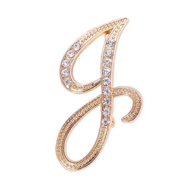 Crystal gold rhinestone letters A-Z brooch